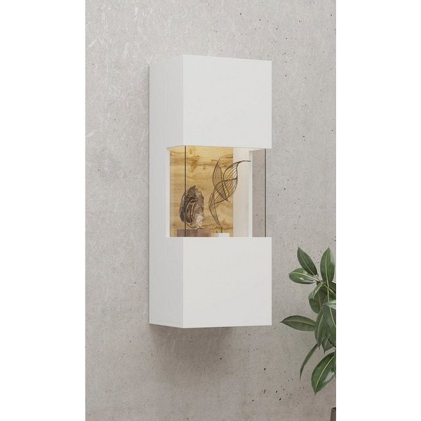 Home affaire Hängevitrine Ava, Breite 36 cm, hängend montierbar moderne grifflose Vitrine, Eckverglasung