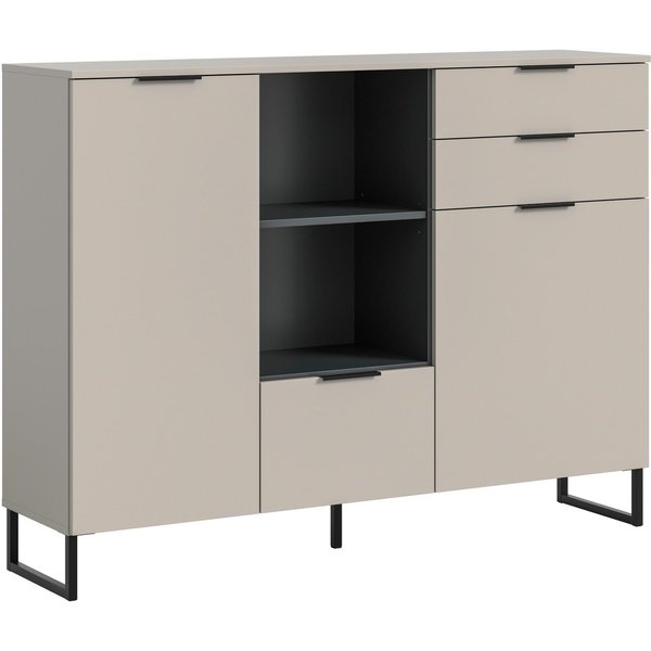 Home affaire Highboard ADIO, Breite 150cm, 2 Türen, 1 Klappe, 2 Schubkästen, mit Metall-Kufen (1 St), Sideboard, Kommode, Lowboard, Schrank, Wohnzimmerschrank, 