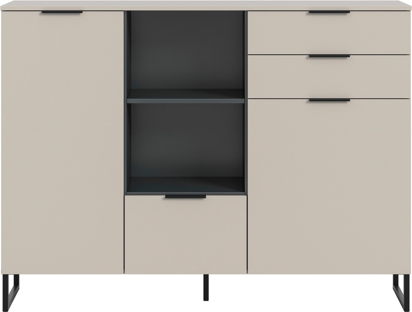 Home affaire Highboard ADIO, Breite 150cm, 2 Türen, 1 Klappe, 2 Schubkästen, mit Metall-Kufen (1 St), Sideboard, Kommode, Lowboard, Schrank, Wohnzimmerschrank,  – Bild 3 von 5