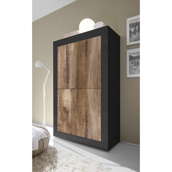 Home affaire Highboard Basic Höhe 162 cm, Breite 102 cm, Kommode 4 Türen, Hochkommode, Metallgriff, moderne Rahmenoptik, viel Stauraum, Farbauswahl