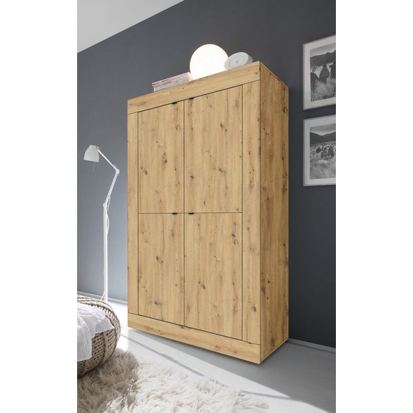 Home affaire Highboard Basic Höhe 162 cm, Breite 102 cm, Kommode 4 Türen, Hochkommode, Metallgriff, moderne Rahmenoptik, viel Stauraum, Farbauswahl