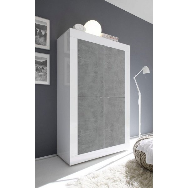 Home affaire Highboard Basic Höhe 162 cm, Breite 102 cm, Kommode 4 Türen, Hochkommode, Metallgriff, moderne Rahmenoptik, viel Stauraum, Farbauswahl