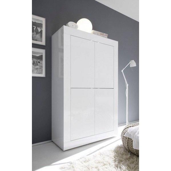Home affaire Highboard Basic Höhe 162 cm, Breite 102 cm, Kommode 4 Türen, Hochkommode, Metallgriff, moderne Rahmenoptik, viel Stauraum, Farbauswahl