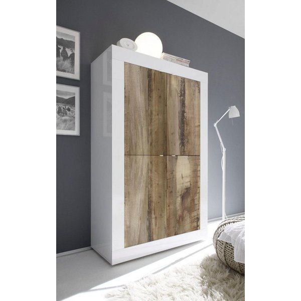 Home affaire Highboard Basic Höhe 162 cm, Breite 102 cm, Kommode 4 Türen, Hochkommode, Metallgriff, moderne Rahmenoptik, viel Stauraum, Farbauswahl