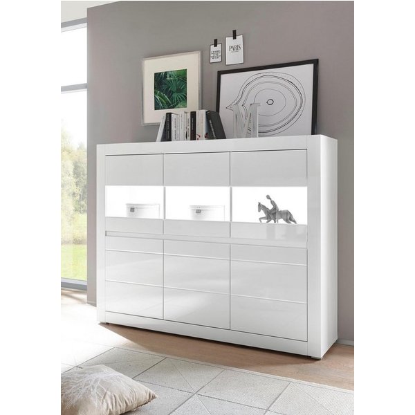 Home affaire Highboard Carat, Breite 164 cm, Blende in weiß und betonfarben im Lieferumfang
