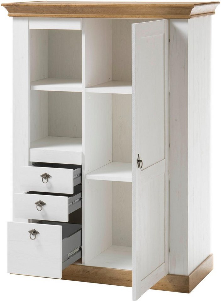 Home affaire Highboard Cremona, Schrank im Landhausstil, Wohnzimmerschrank, Mehrzweckschrank, Metallgriffe, ausreichend Stauraum, vielseitig einsetzbar, 139 cm  – Bild 4 von 5