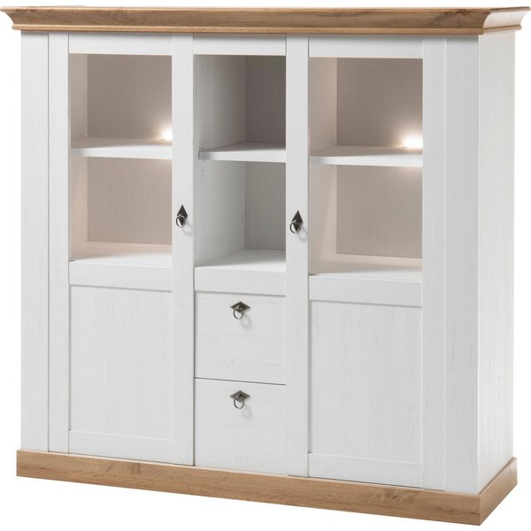 Home affaire Highboard Cremona, moderner Schrank, Hochkommode Stauraumelement im Landhausstil, Metallgriffe, ausreichend Stauraum, vielseitig einsetzbar 148 cm 