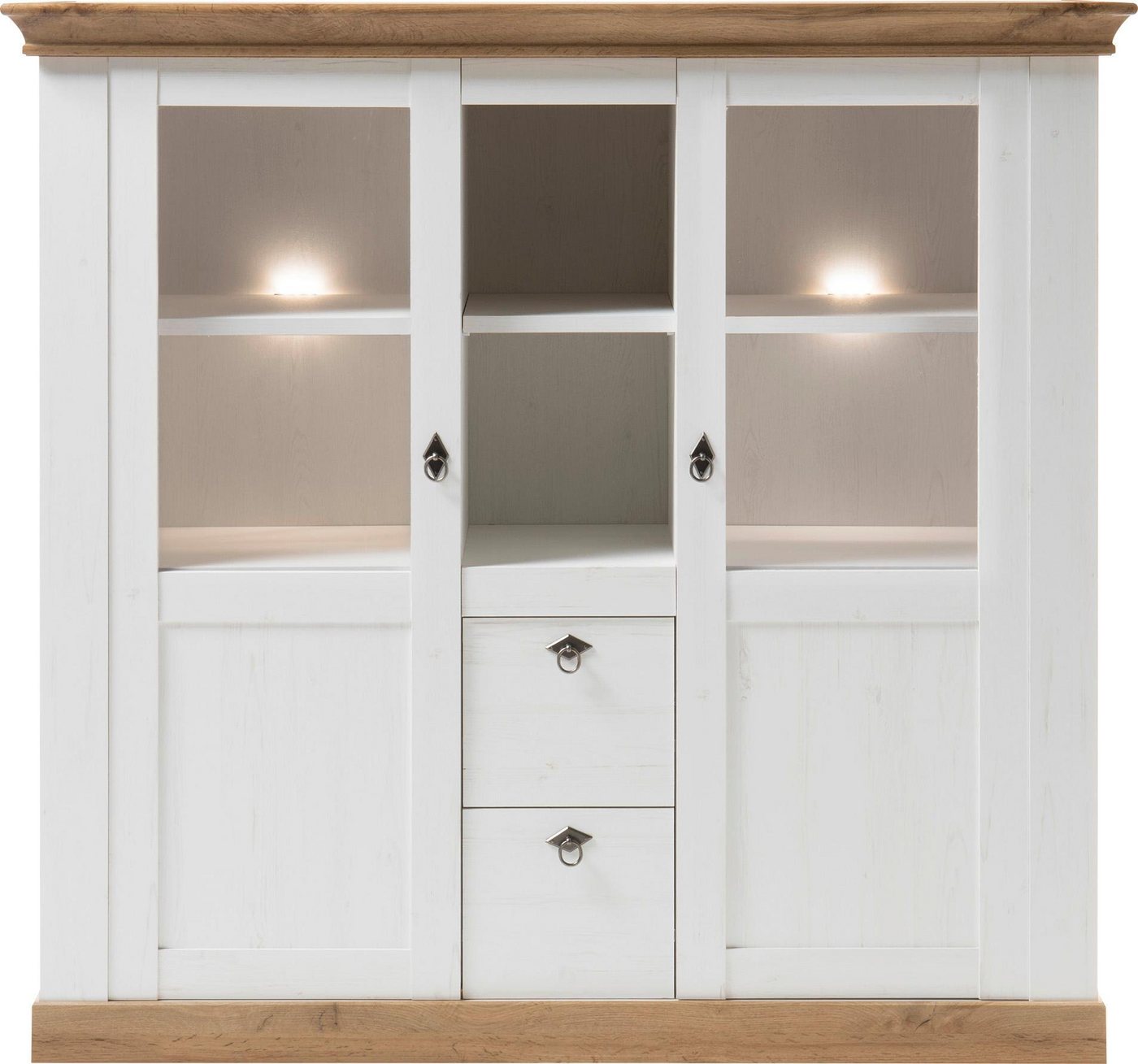 Home affaire Highboard Cremona, moderner Schrank, Hochkommode Stauraumelement im Landhausstil, Metallgriffe, ausreichend Stauraum, vielseitig einsetzbar 148 cm  – Bild 3 von 5