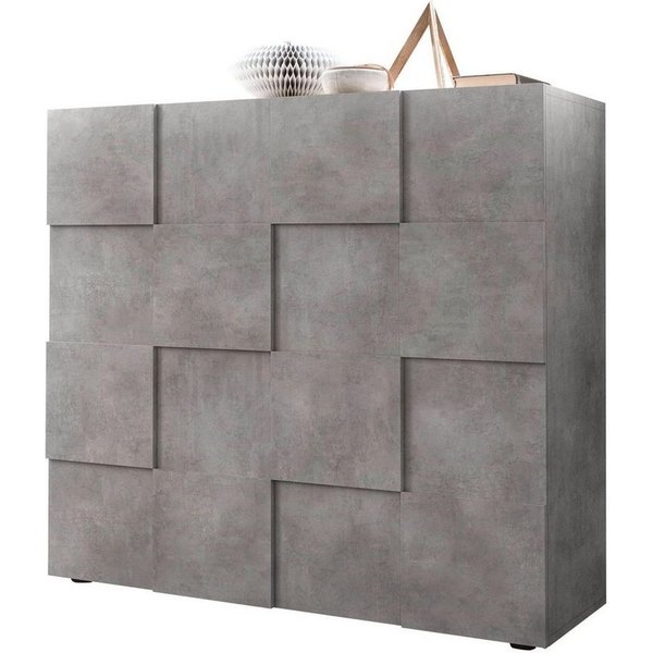 Home affaire Highboard Dama Höhe 111 cm, Breite 121 cm, Kommode 2 Türen, Hochkommode, Front in 3D-Optik, viel Stauraum, verschiedene Farben