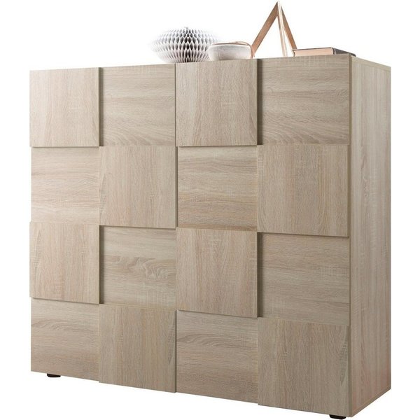 Home affaire Highboard Dama Höhe 111 cm, Breite 121 cm, Kommode 2 Türen, Hochkommode, Front in 3D-Optik, viel Stauraum, verschiedene Farben