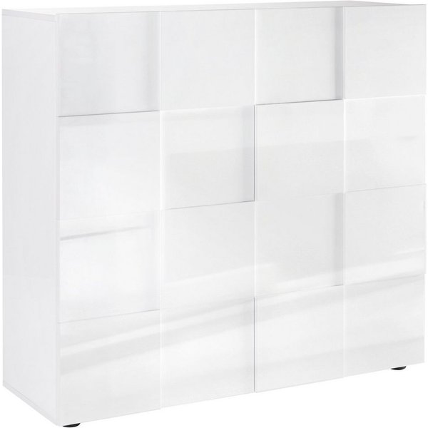 Home affaire Highboard Dama Höhe 111 cm, Breite 121 cm, Kommode 2 Türen, Hochkommode, Front in 3D-Optik, viel Stauraum, verschiedene Farben