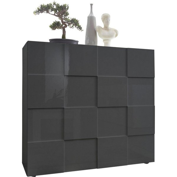 Home affaire Highboard Dama Höhe 111 cm, Breite 121 cm, Kommode 2 Türen, Hochkommode, Front in 3D-Optik, viel Stauraum, verschiedene Farben
