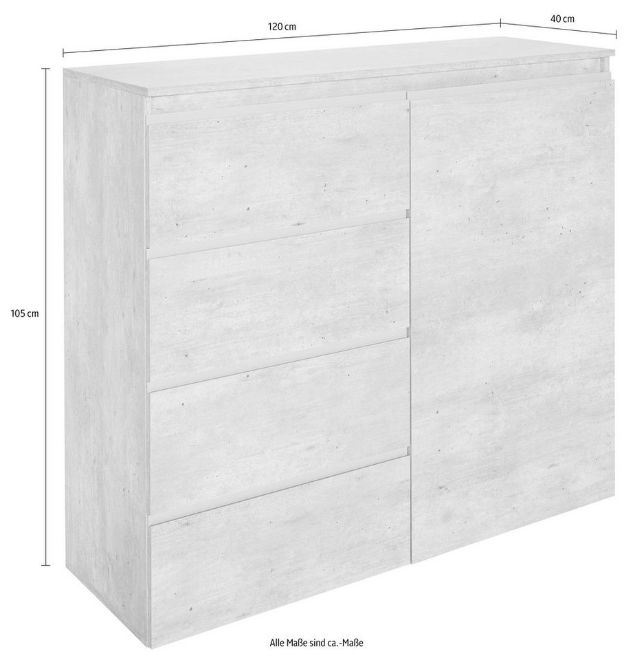 Home affaire Highboard Magic, Highboard, Hochschrank, Hochkommode, mit 4 Türen,8 Schubkästen,komplett Hochglanz lackiert, Breite 240cm – Bild 2 von 5