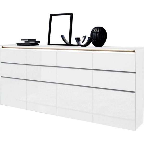 Home affaire Highboard Magic, Highboard, Hochschrank, Hochkommode, mit 4 Türen und 8 Schubkästen, Hochglanz lackiert, Breite 240cm