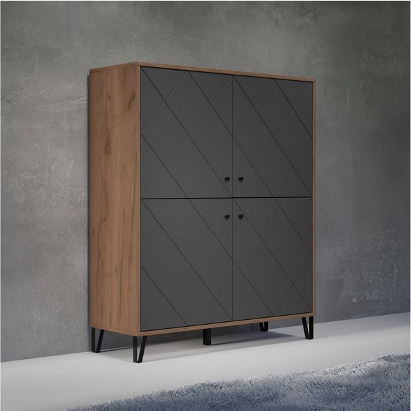 Home affaire Highboard Molveno (1 St), Highboard mit 4 Türen & Soft-Close - (B/T/H) 123/40/136 cm