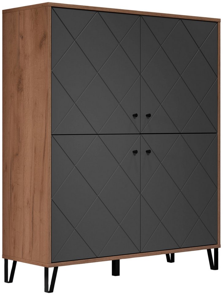 Home affaire Highboard Molveno (1 St), Highboard mit 4 Türen & Soft-Close - (B/T/H) 123/40/136 cm – Bild 2 von 5
