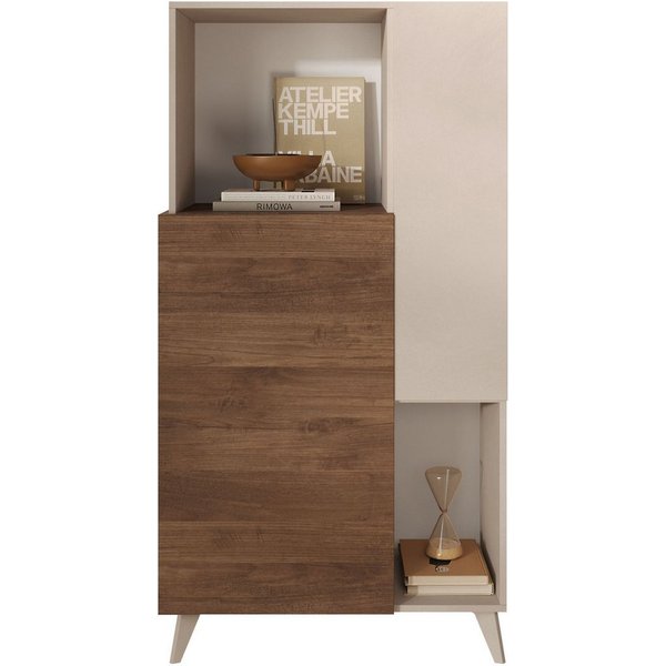 Home affaire Highboard Monaco Höhe 154 cm, Stauraumschrank mit 2 Türen (4 Fächer) und 2 offen, Hohe, schmale Kommode – sanftes Schließen, edles Design, viel Pla