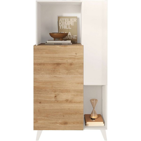 Home affaire Highboard Monaco Höhe 154 cm, Stauraumschrank mit 2 Türen (4 Fächer) und 2 offen, Hohe, schmale Kommode – sanftes Schließen, edles Design, viel Pla