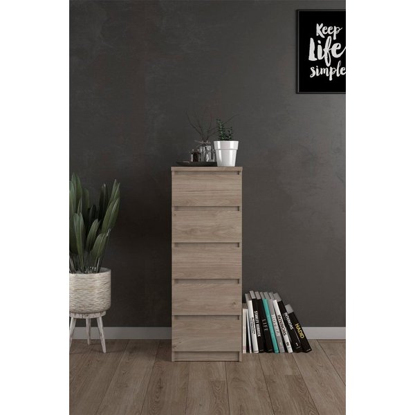 Home affaire Highboard Naia, Hochkommode, 5 Schubladen, Aufbewahrung, grifflose Front, Modern, skandinavisches Design, Schmal, in mehrere Farben