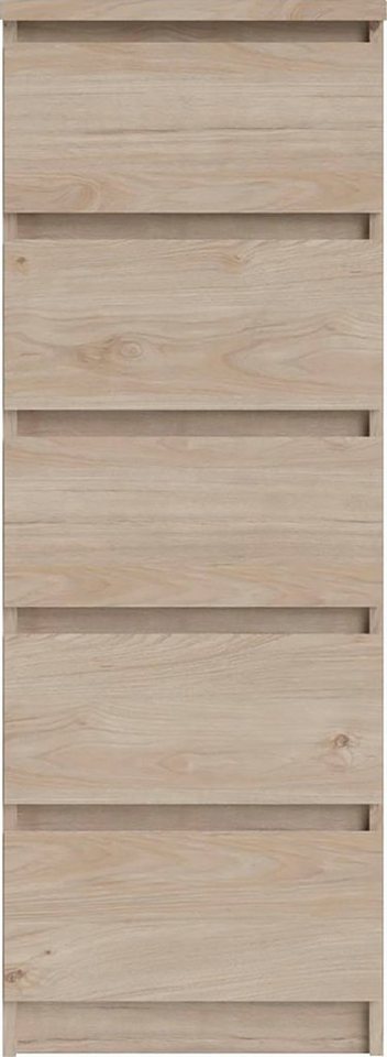 Home affaire Highboard Naia, Hochkommode, 5 Schubladen, Aufbewahrung, grifflose Front, Modern, skandinavisches Design, Schmal, in mehrere Farben – Bild 4 von 5
