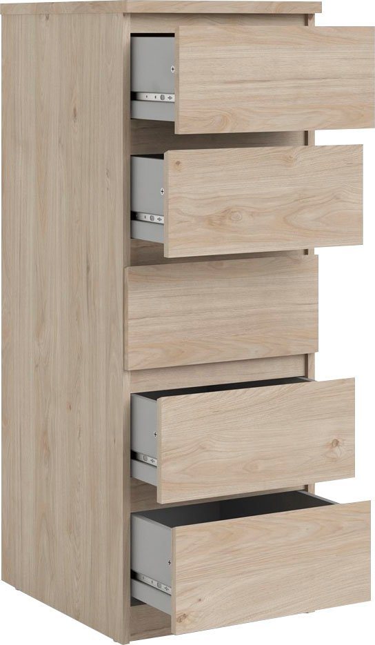 Home affaire Highboard Naia, Hochkommode, 5 Schubladen, Aufbewahrung, grifflose Front, Modern, skandinavisches Design, Schmal, in mehrere Farben – Bild 5 von 5