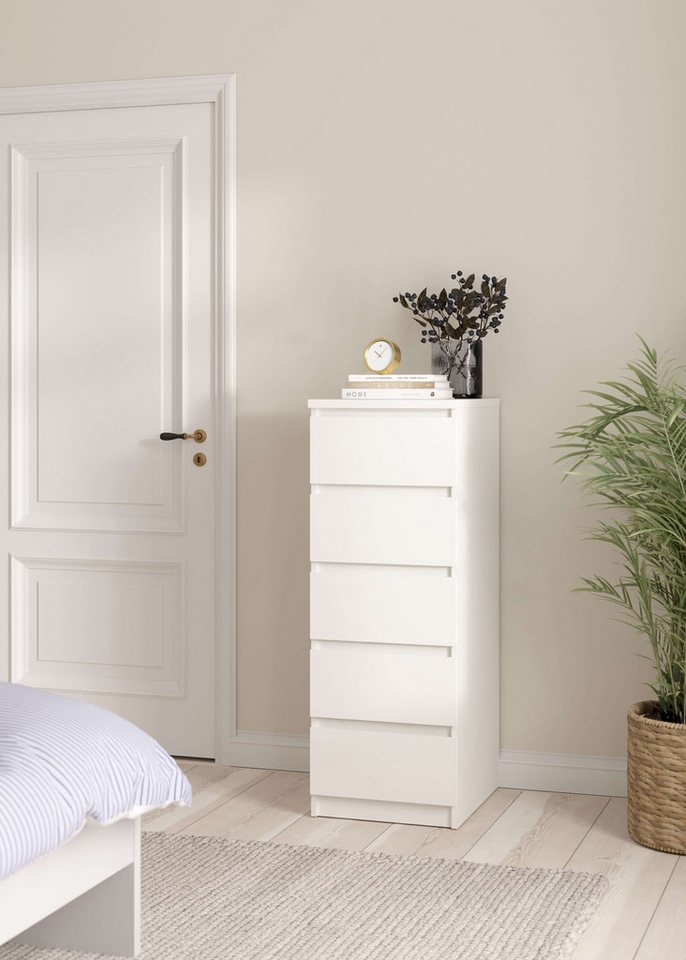 Home affaire Highboard Naia, Hochkommode, 5 Schubladen, Aufbewahrung, grifflose Front, Modern, skandinavisches Design, Schmal, in mehrere Farben – Bild 3 von 5