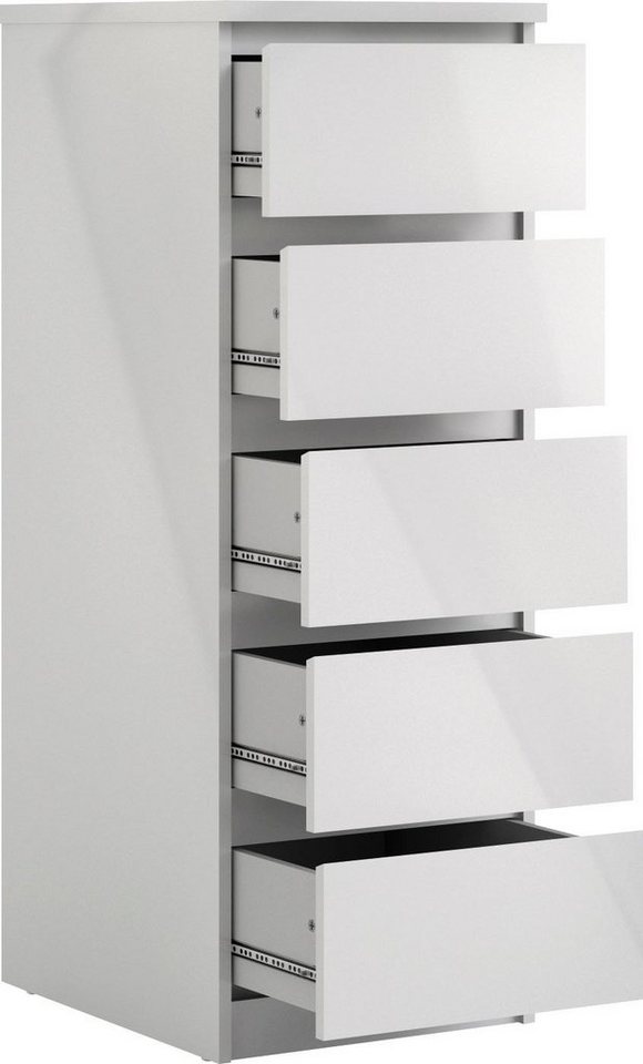 Home affaire Highboard Naia, Hochkommode, 5 Schubladen, Aufbewahrung, grifflose Front, Modern, skandinavisches Design, Schmal, in mehrere Farben – Bild 4 von 5