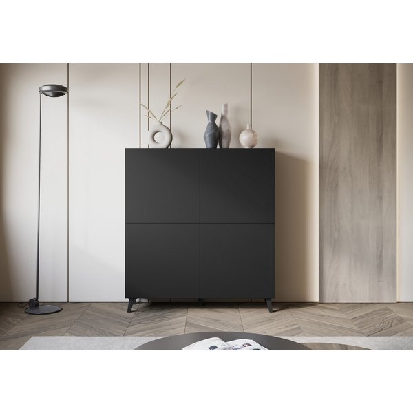 Home affaire Highboard HIGHBOARD PHUKET II, Stilvolle, grifflose Hochkommode, Breite 120cm, Mit 4 Türen und 8 Fächern und höhenverstellbaren Einlegeböden