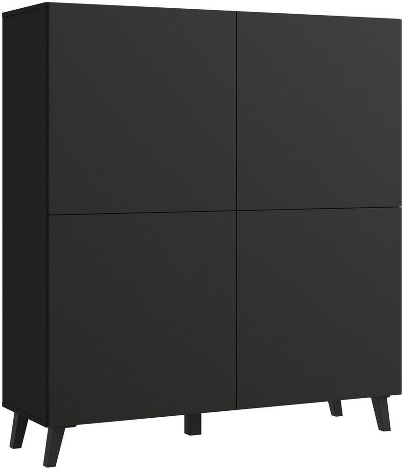 Home affaire Highboard HIGHBOARD PHUKET II, Stilvolle, grifflose Hochkommode, Breite 120cm, Mit 4 Türen und 8 Fächern und höhenverstellbaren Einlegeböden – Bild 2 von 5