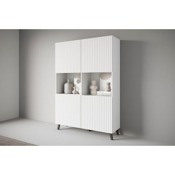 Home affaire Highboard Phuket, Front MDF, Moderne Hochkommode ohne Griffe mit 10 Fächern, Breite 120 cm