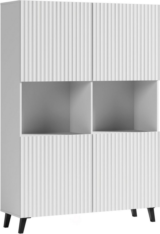 Home affaire Highboard Phuket, Front MDF, Moderne Hochkommode ohne Griffe mit 10 Fächern, Breite 120 cm – Bild 2 von 5