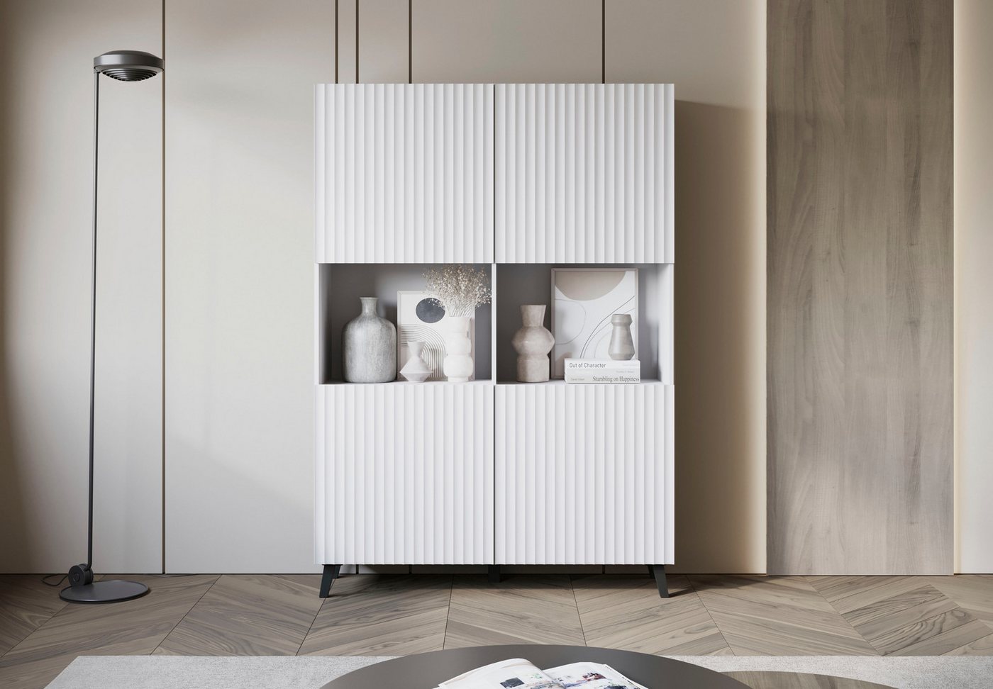 Home affaire Highboard Phuket, Front MDF, Moderne Hochkommode ohne Griffe mit 10 Fächern, Breite 120 cm – Bild 5 von 5