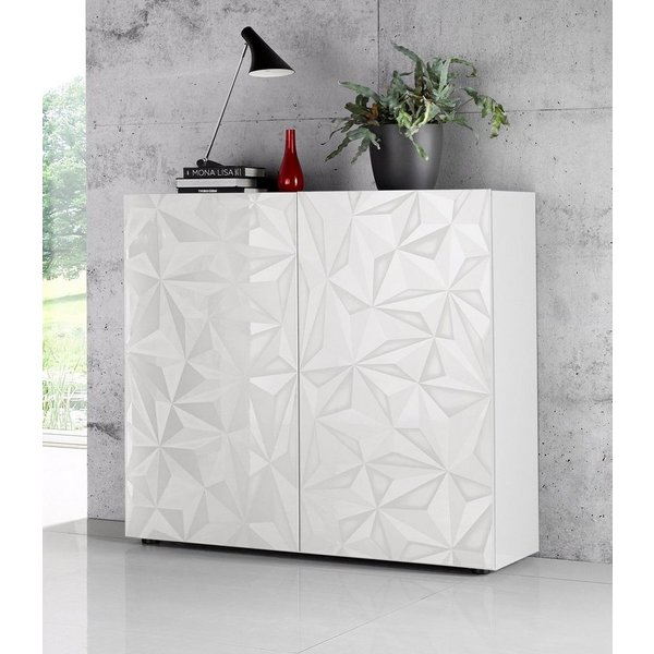Home affaire Highboard Prisma Höhe 111 cm, Breite 121 cm, Kommode 2 Türen, Hochkommode, Front mit elegantem Siebdruck, grifflos, viel Stauraum