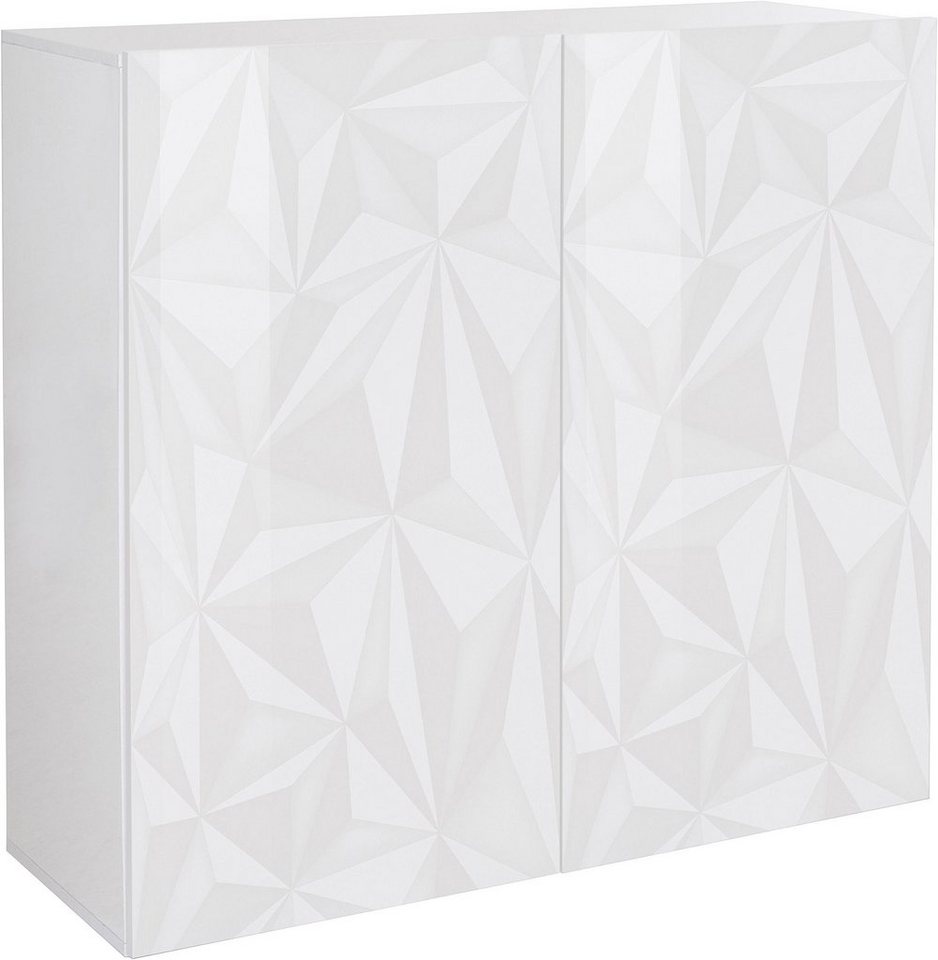 Home affaire Highboard Prisma Höhe 111 cm, Breite 121 cm, Kommode 2 Türen, Hochkommode, Front mit elegantem Siebdruck, grifflos, viel Stauraum – Bild 2 von 5
