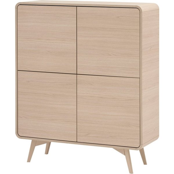 Home affaire Highboard Torsby, moderner Schrank, Stauraumelement in Eiche Natur, 108 cm breit, abgerundete Ecken, ausreichend Stauraum, vielseitig einsetzbar