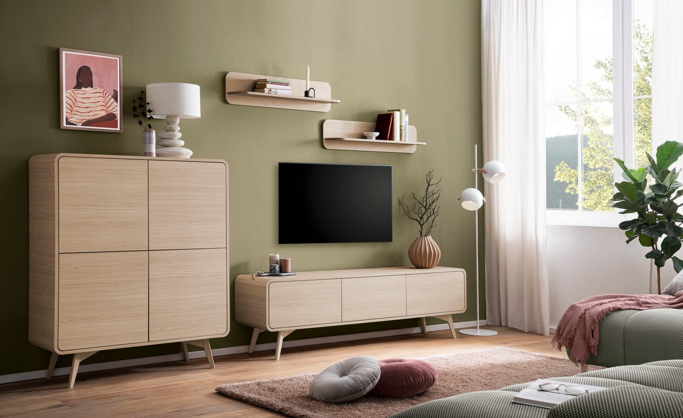 Home affaire Highboard Torsby, moderner Schrank, Stauraumelement in Eiche Natur, 108 cm breit, abgerundete Ecken, ausreichend Stauraum, vielseitig einsetzbar – Bild 3 von 5