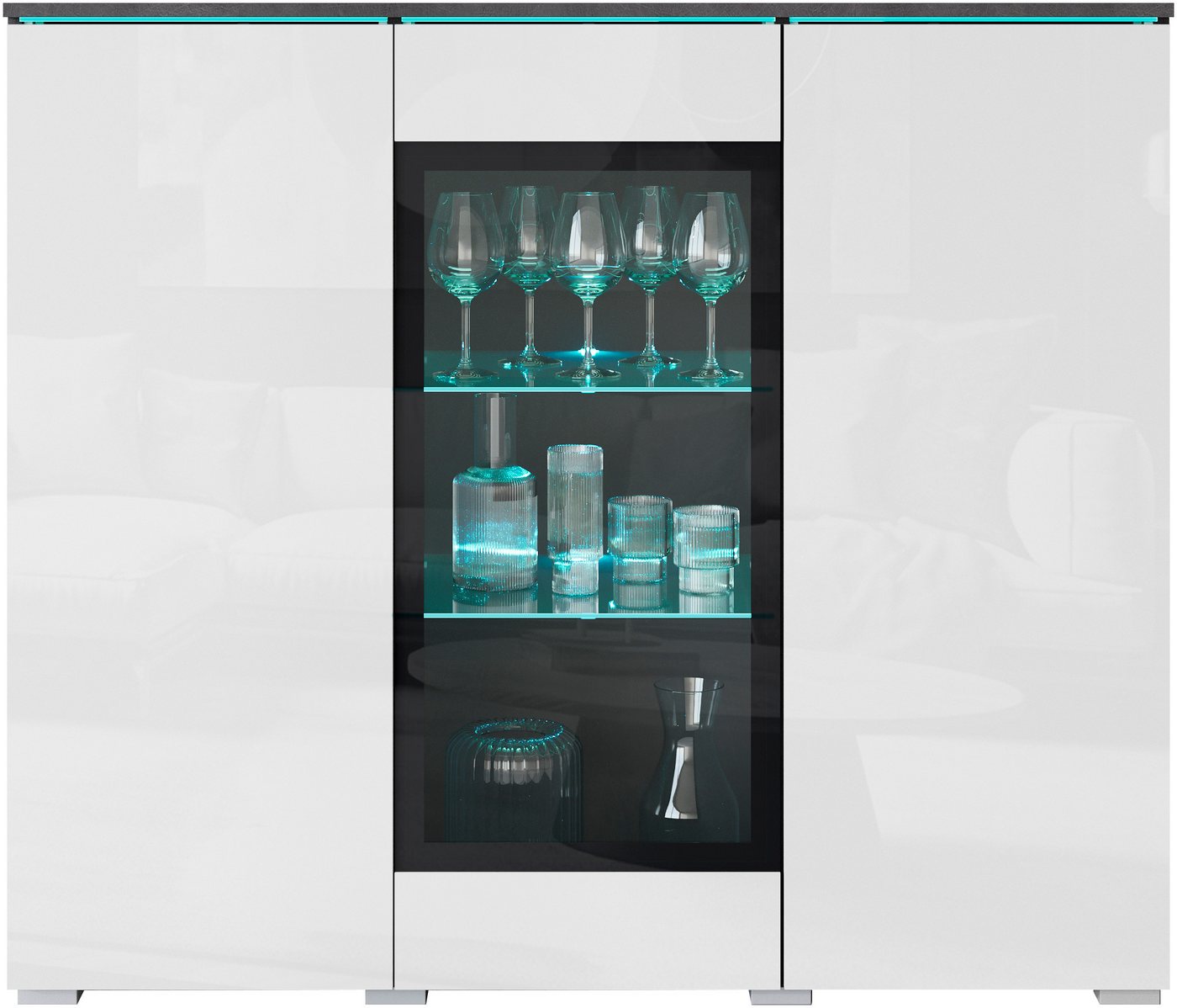 Home affaire Highboard Vera, Highboard mit 4 Türen, 9 Fächern, verglasten Türen – Bild 4 von 5