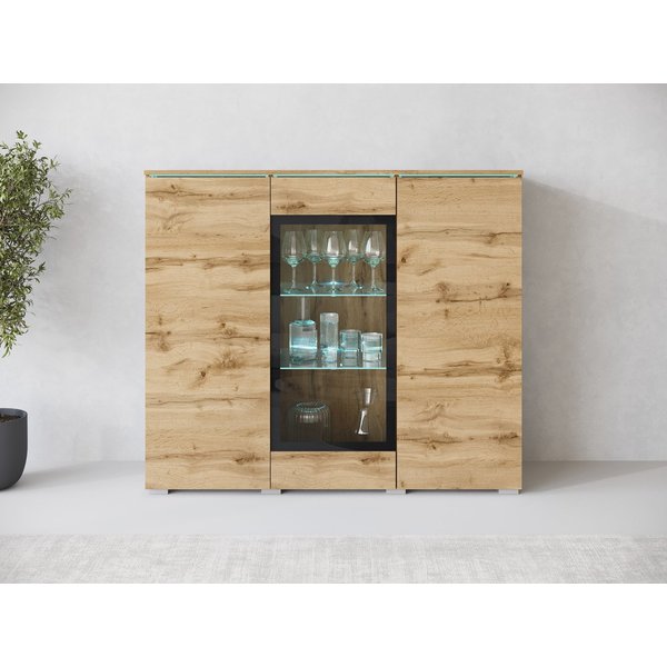 Home affaire Highboard Vera, Highboard mit 4 Türen, 9 Fächern, verglasten Türen