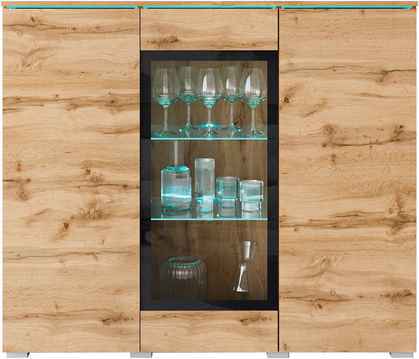 Home affaire Highboard Vera, Highboard mit 4 Türen, 9 Fächern, verglasten Türen – Bild 4 von 5
