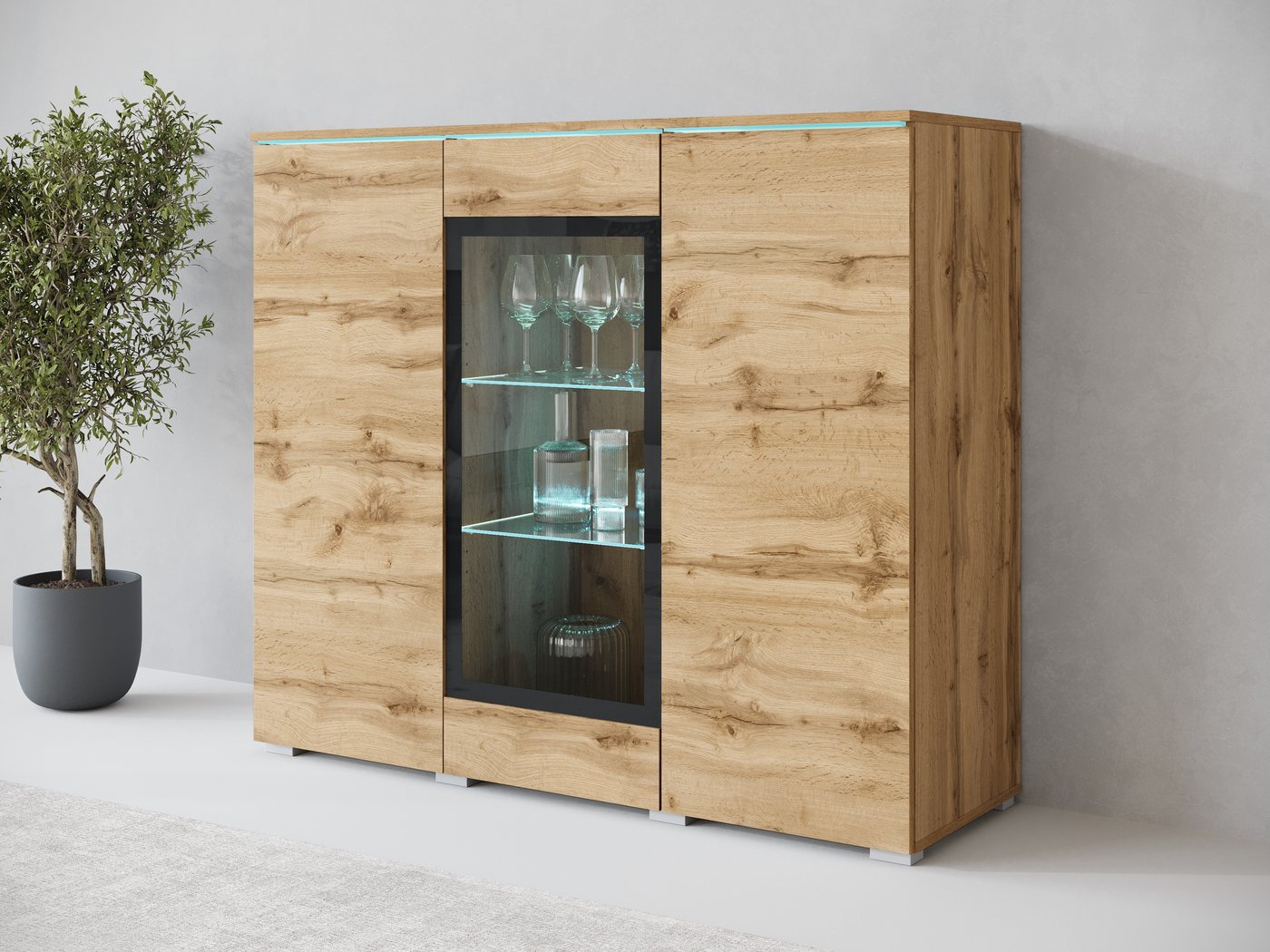Home affaire Highboard Vera, Highboard mit 4 Türen, 9 Fächern, verglasten Türen – Bild 5 von 5