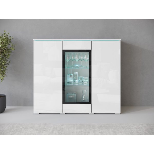 Home affaire Highboard Vera, Highboard mit 4 Türen, 9 Fächern, verglasten Türen