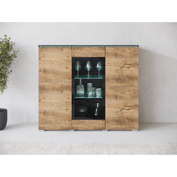 Home affaire Highboard Vera, Highboard mit 4 Türen, 9 Fächern, verglasten Türen