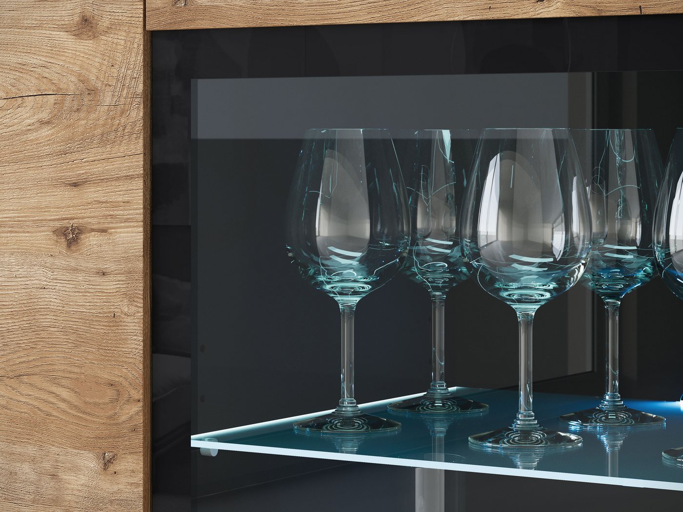 Home affaire Highboard Vera, Highboard mit 4 Türen, 9 Fächern, verglasten Türen – Bild 4 von 5