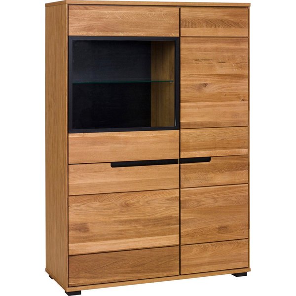 Home affaire Highboard, Schwarze Elemente, viel Stauraum, Türen mit dampfer, Wohnzimmer