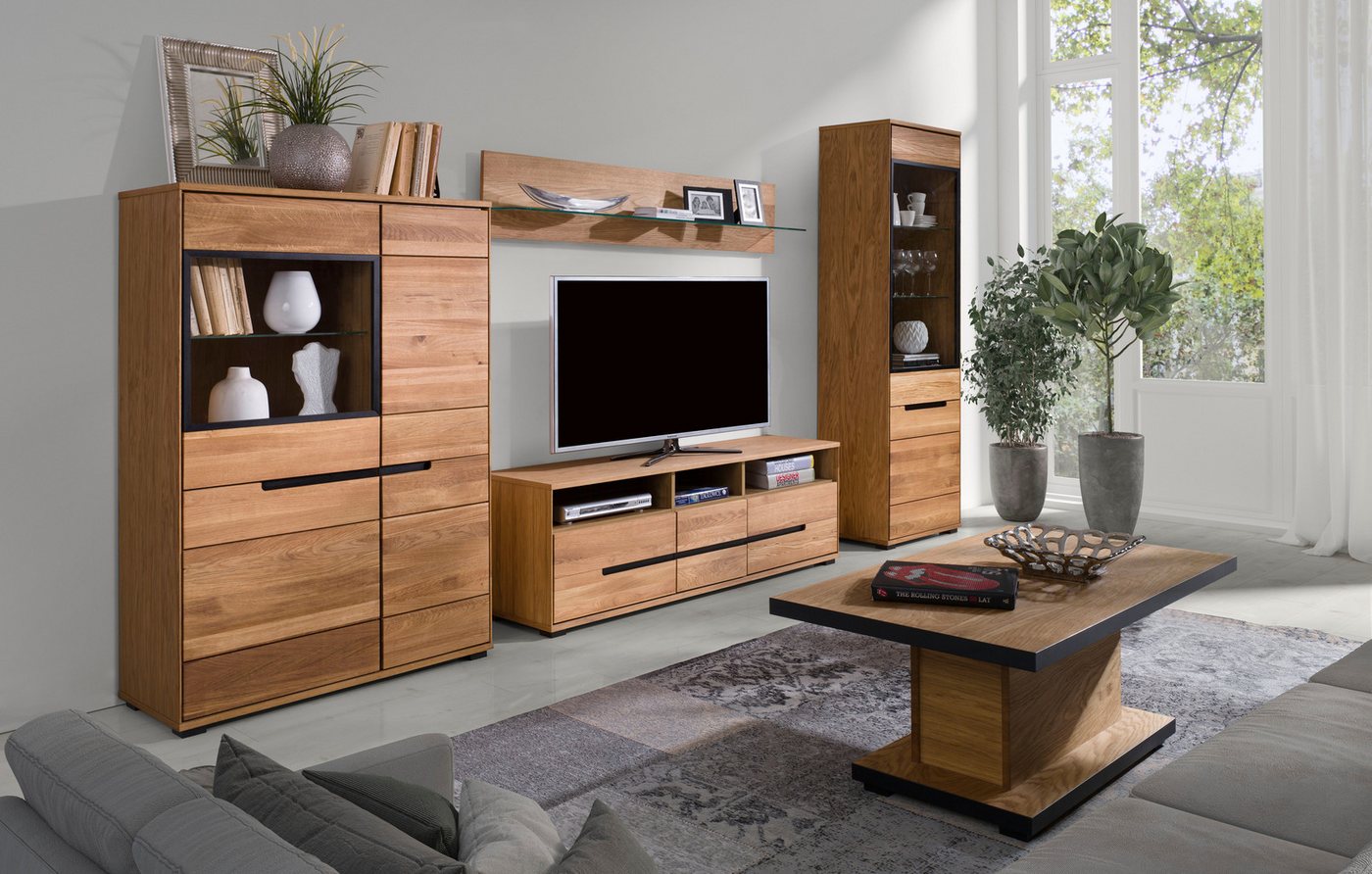 Home affaire Highboard, Schwarze Elemente, viel Stauraum, Türen mit dampfer, Wohnzimmer – Bild 2 von 5