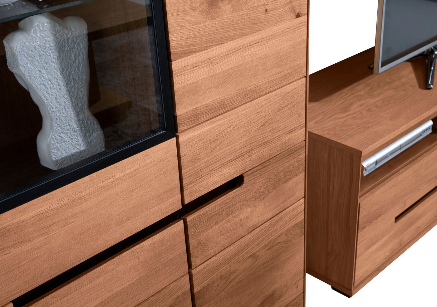 Home affaire Highboard, Schwarze Elemente, viel Stauraum, Türen mit dampfer, Wohnzimmer – Bild 3 von 5