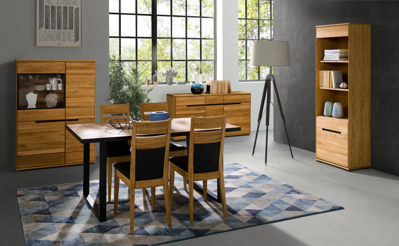 Home affaire Highboard, Schwarze Elemente, viel Stauraum, Türen mit dampfer, Wohnzimmer – Bild 4 von 5