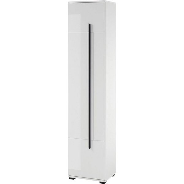 Home affaire Hochschrank Cantara, Badschrank in Hochglanz Weiß, Hochschrank im modernen Design mit schwarzen Griffen, ausreichend Stauraum