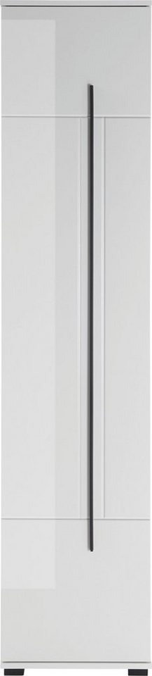 Home affaire Hochschrank Cantara, Badschrank in Hochglanz Weiß, Hochschrank im modernen Design mit schwarzen Griffen, ausreichend Stauraum – Bild 2 von 5