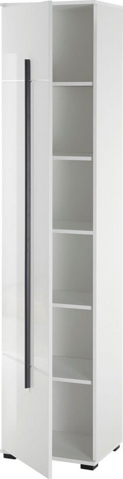 Home affaire Hochschrank Cantara, Badschrank in Hochglanz Weiß, Hochschrank im modernen Design mit schwarzen Griffen, ausreichend Stauraum – Bild 3 von 5